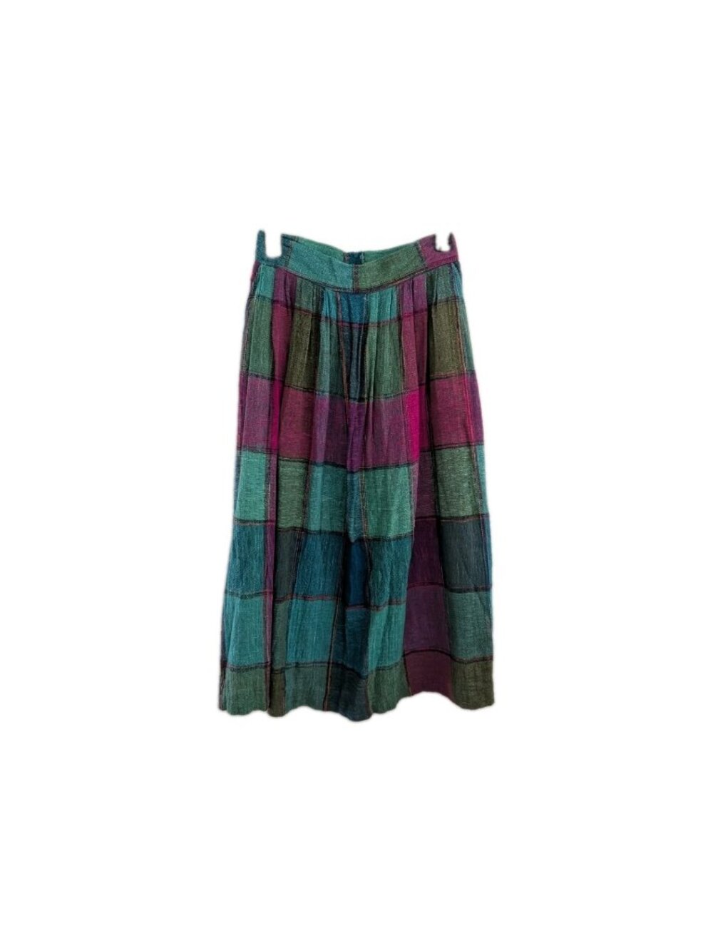 Vtg Easy Pieces Plaid Midi Skirt Jr.'s 11 Pockets Cottagecore Grunge Boho Woven